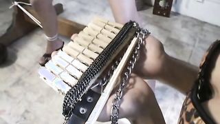 A very nice domination lesson with a high-heeled transgender