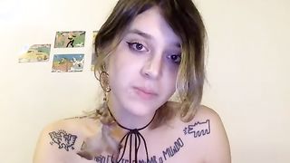 Tattooed tranny teen masturbates on cam