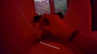 Sleepy transgirl waking up with a morning boner