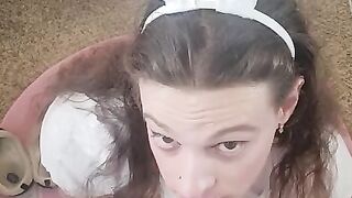 Trans Cyber bunny Gets throat fucked by dragon sex toy