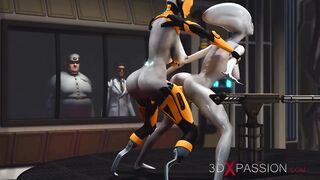 Shemale shag cyborg fucks hard an alien in the underground and secret US military base