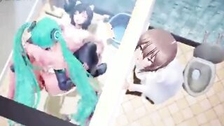 Hatsune Miku Futanari Hardcore and Different Cumshots