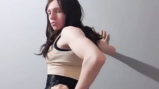 Appealing Shemale Unveils Big Arse Stip Tease Bra and Bangers Holder With Stockings keeps on(trans)