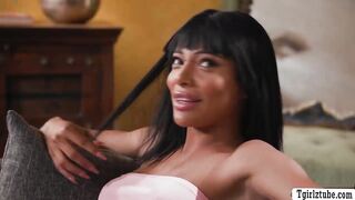 Fucking the butthole of our busty TS babysitter