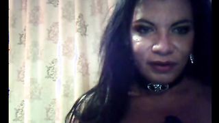Cute-looking brunette transsexual sucks her lover's hard dick