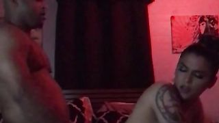 Awesome doggy style amateur transsexual porn in the bed